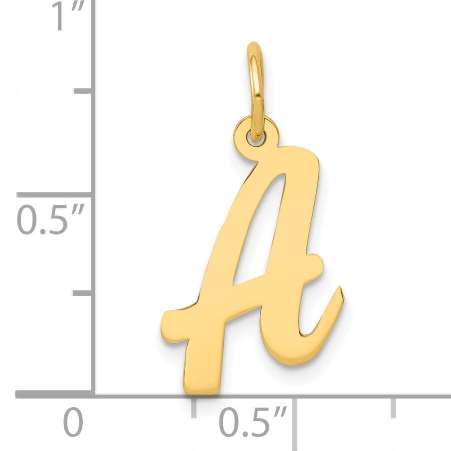 10K Yellow Gold 10K Medium Script Letter A Initial Charm