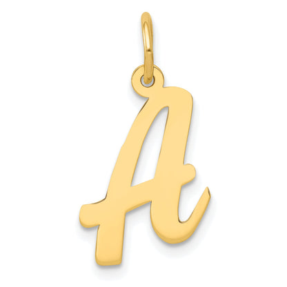 10K Yellow Gold 10K Medium Script Letter A Initial Charm