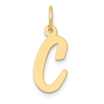 10K Yellow Gold 10K Medium Script Letter C Initial Charm