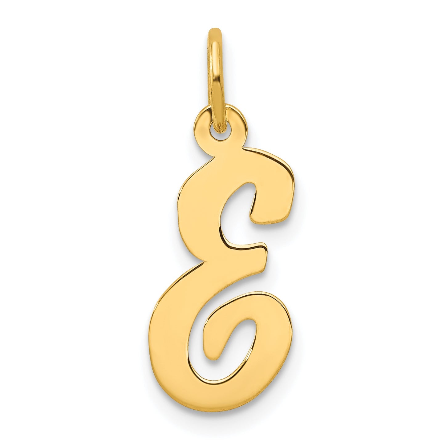 10K Yellow Gold 10K Medium Script Letter E Initial Charm