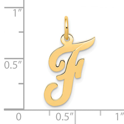 10K Yellow Gold 10K Medium Script Letter F Initial Charm