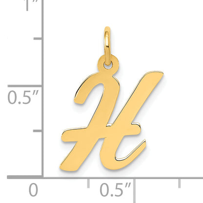 10K Yellow Gold 10K Medium Script Letter H Initial Charm
