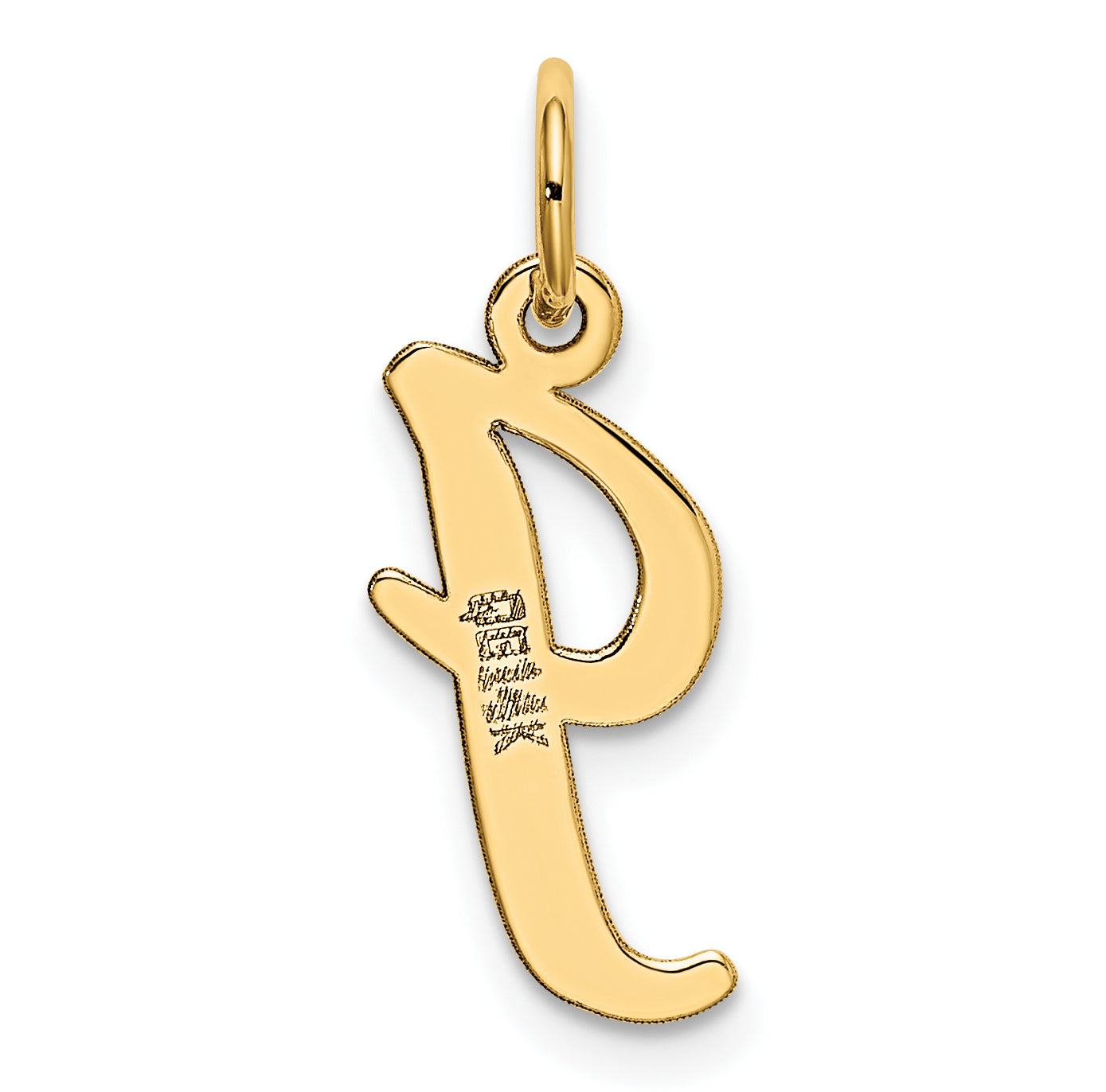 10K Yellow Gold 10K Medium Script Letter I Initial Charm