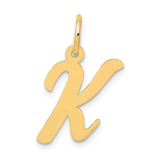 10K Yellow Gold 10K Medium Script Letter K Initial Charm
