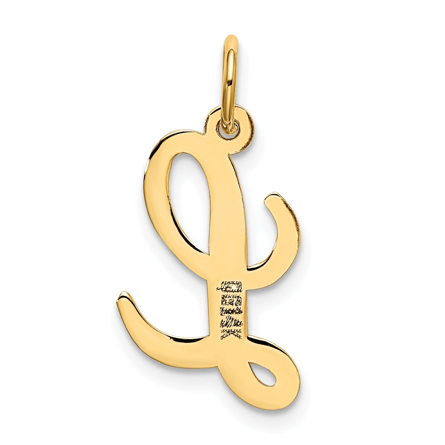 10K Yellow Gold 10K Medium Script Letter L Initial Charm