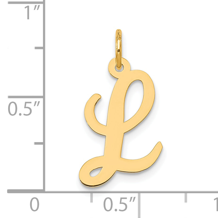 10K Yellow Gold 10K Medium Script Letter L Initial Charm