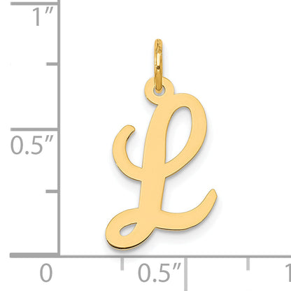 10K Yellow Gold 10K Medium Script Letter L Initial Charm