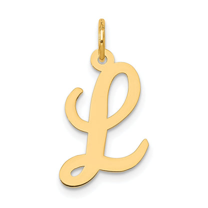 10K Yellow Gold 10K Medium Script Letter L Initial Charm