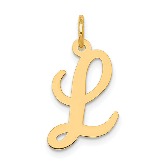 10K Yellow Gold 10K Medium Script Letter L Initial Charm