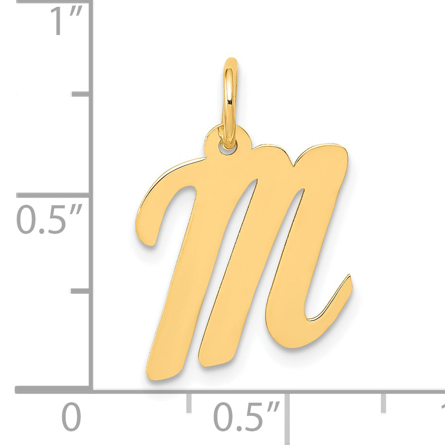 10K Yellow Gold 10K Medium Script Letter M Initial Charm