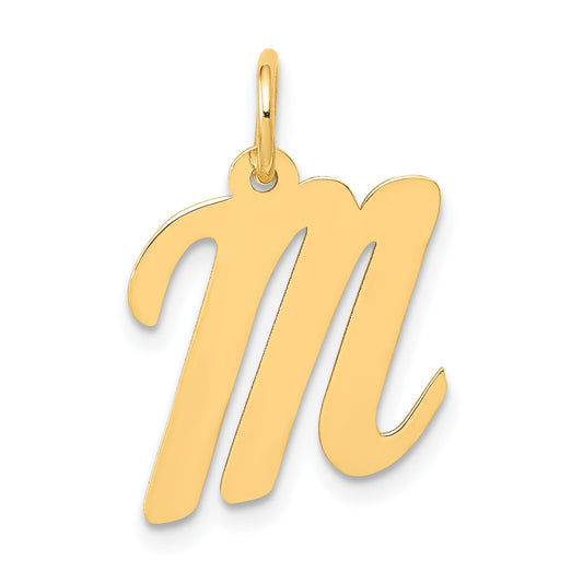 10K Yellow Gold 10K Medium Script Letter M Initial Charm