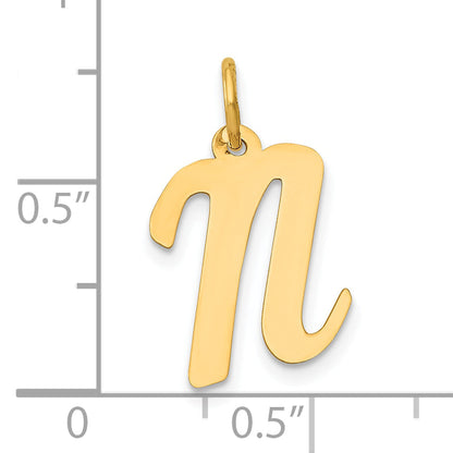 10K Yellow Gold 10K Medium Script Letter N Initial Charm