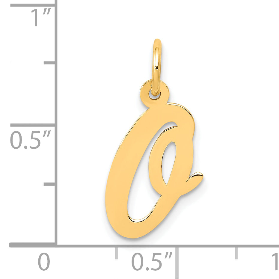 10K Yellow Gold 10K Medium Script Letter O Initial Charm