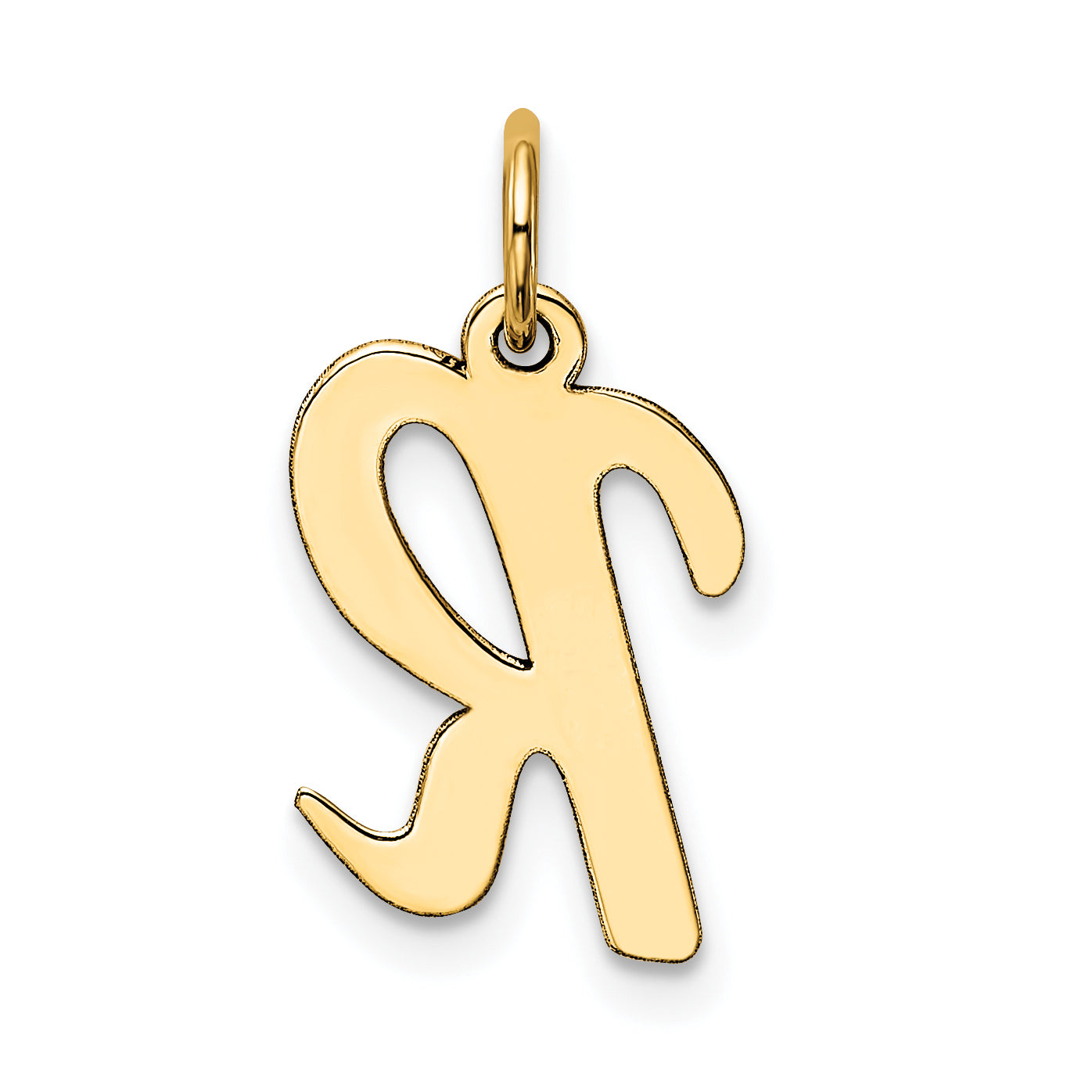 10K Yellow Gold 10K Medium Script Letter R Initial Charm