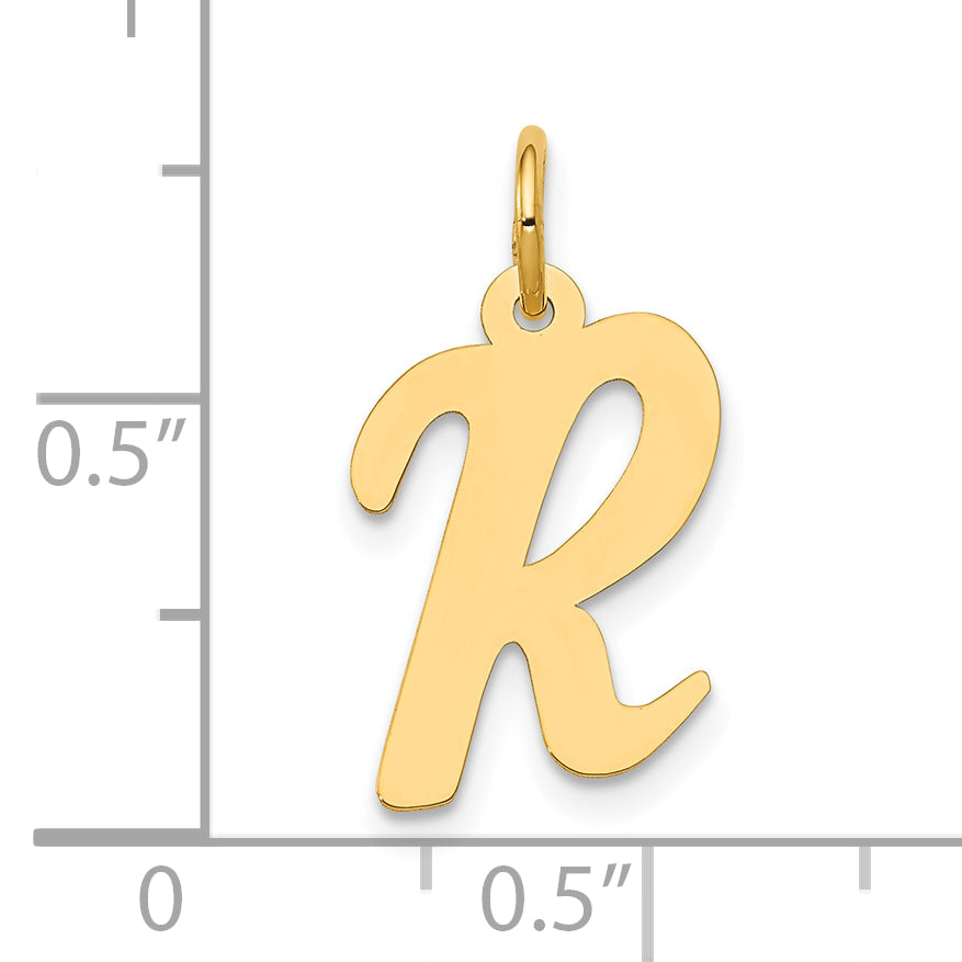 10K Yellow Gold 10K Medium Script Letter R Initial Charm
