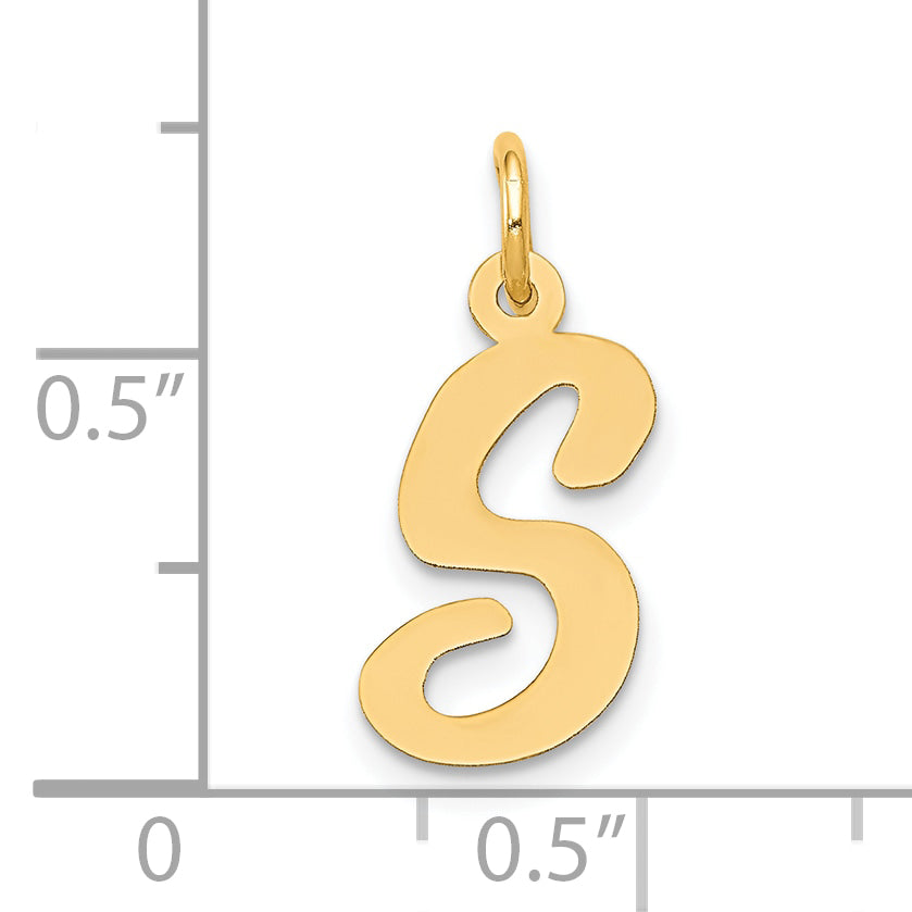 10K Yellow Gold 10K Medium Script Letter S Initial Charm