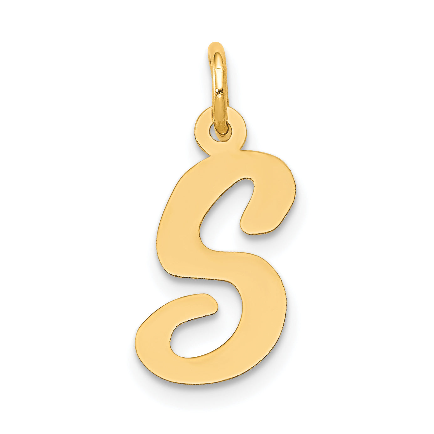 10K Yellow Gold 10K Medium Script Letter S Initial Charm