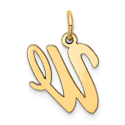 10K Yellow Gold 10K Medium Script Letter W Initial Charm