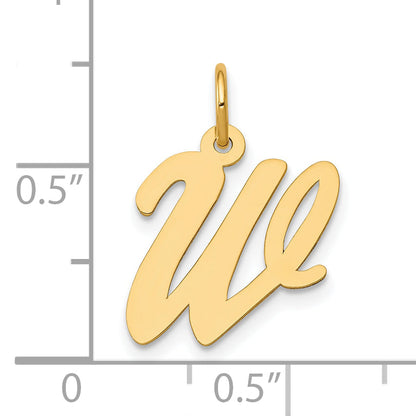 10K Yellow Gold 10K Medium Script Letter W Initial Charm