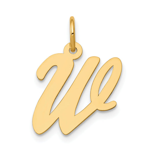 10K Yellow Gold 10K Medium Script Letter W Initial Charm