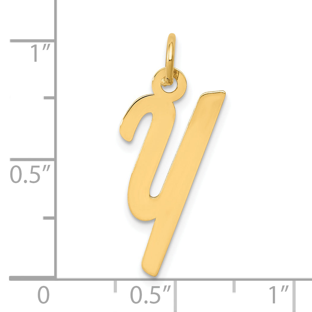 10K Yellow Gold 10K Medium Script Letter Y Initial Charm