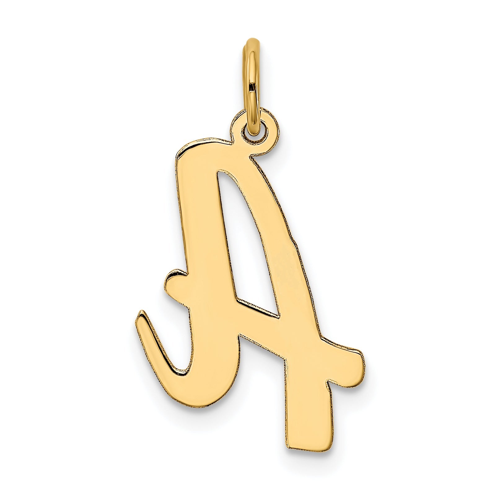 10K Yellow Gold Large Script Letter A Initial Charm