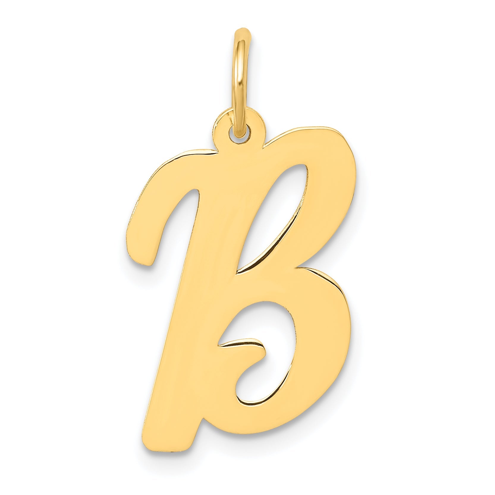 10K Yellow Gold Large Script Letter B Initial Charm