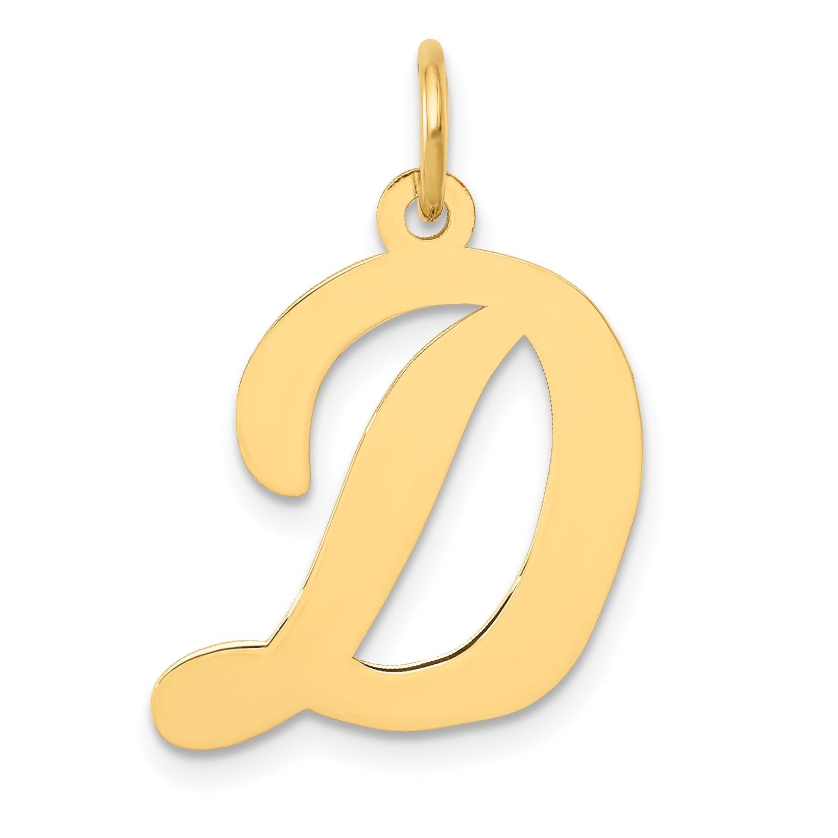 10K Yellow Gold Large Script Letter D Initial Charm