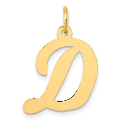 10K Yellow Gold Large Script Letter D Initial Charm