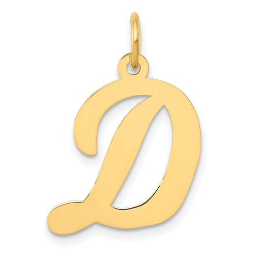 10K Yellow Gold Large Script Letter D Initial Charm