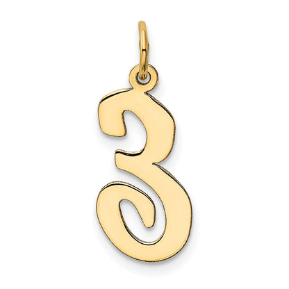 10K Yellow Gold Large Script Letter E Initial Charm