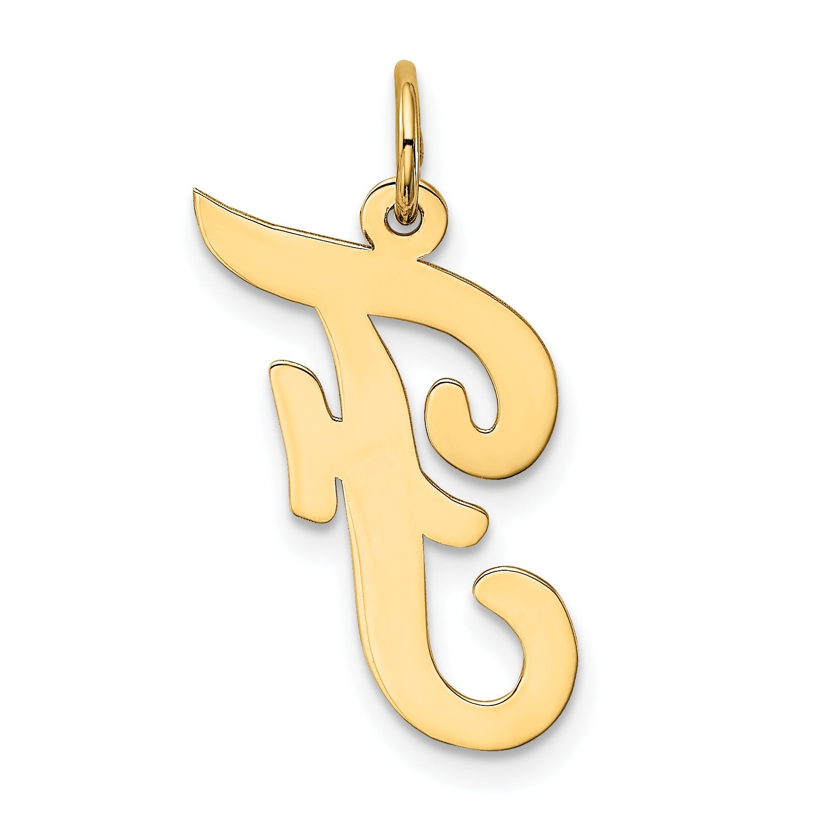 10K Yellow Gold Large Script Letter F Initial Charm