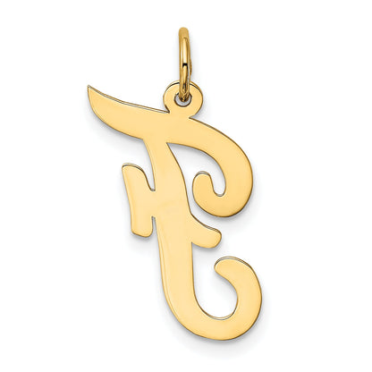 10K Yellow Gold Large Script Letter F Initial Charm