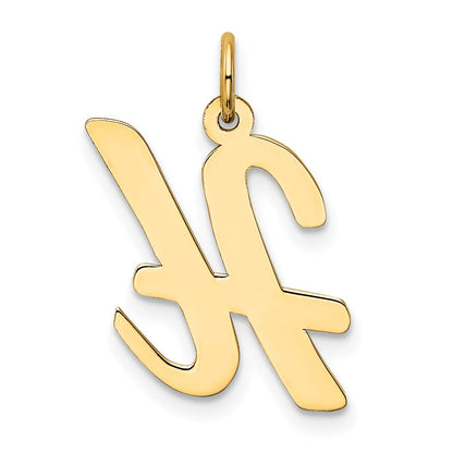 10K Yellow Gold Large Script Letter H Initial Charm
