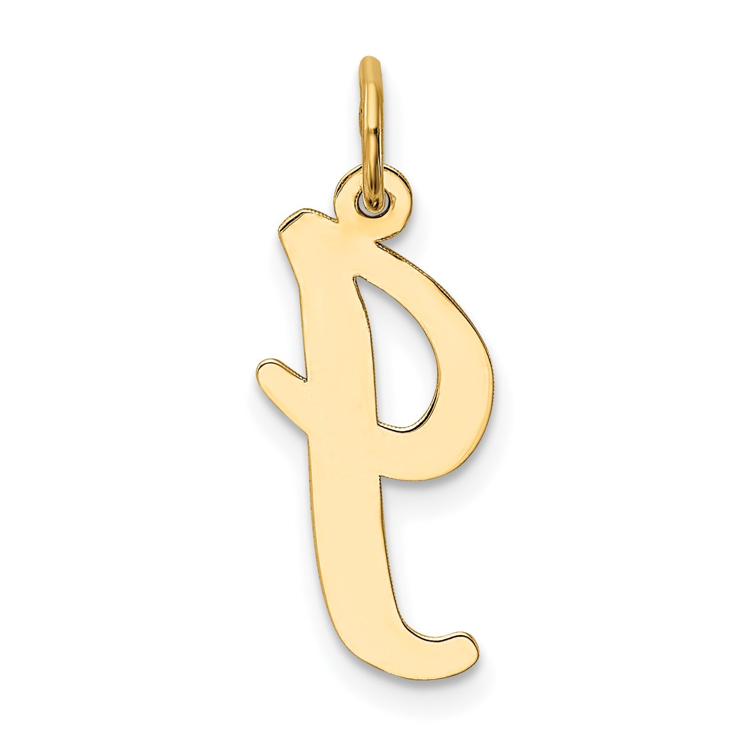 10K Yellow Gold Large Script Letter I Initial Charm
