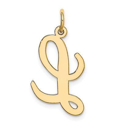 10K Yellow Gold Large Script Letter L Initial Charm