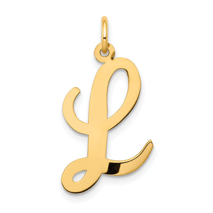 10K Yellow Gold Large Script Letter L Initial Charm