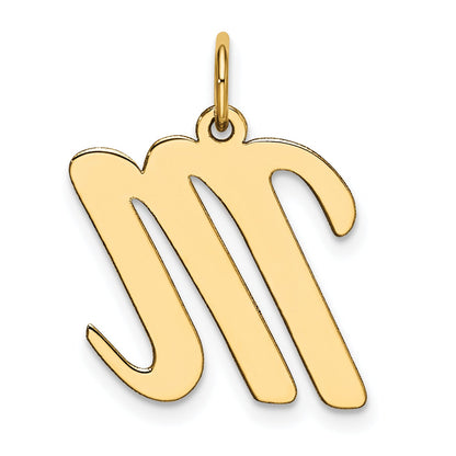10K Yellow Gold Large Script Letter M Initial Charm