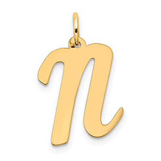 10K Yellow Gold Large Script Letter N Initial Charm