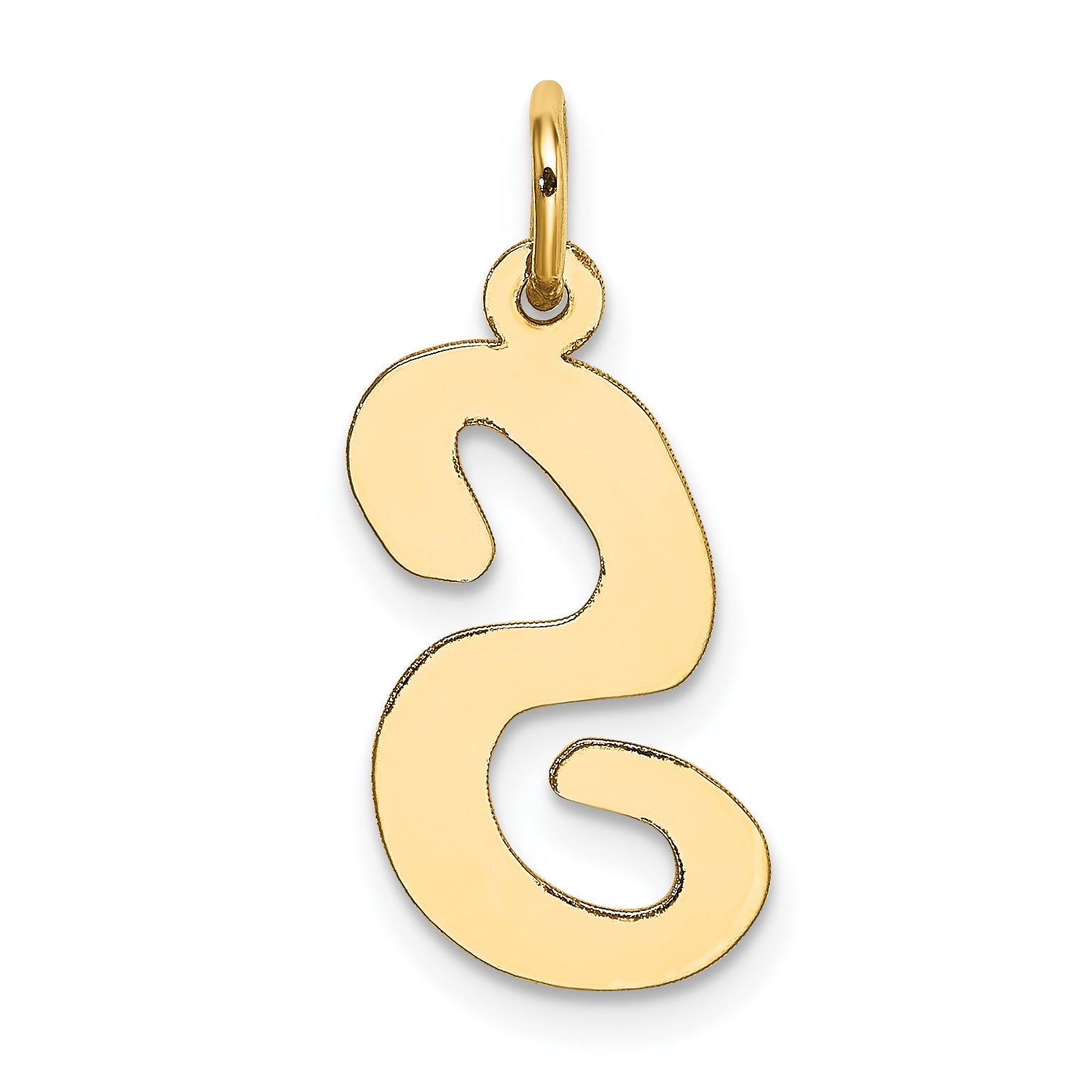 10K Yellow Gold Large Script Letter S Initial Charm