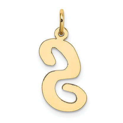 10K Yellow Gold Large Script Letter S Initial Charm