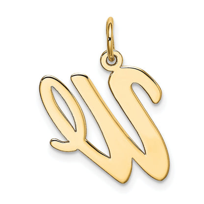 10K Yellow Gold Large Script Letter W Initial Charm