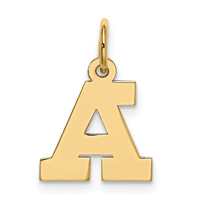 10K Yellow Gold Small Block Initial A Charm