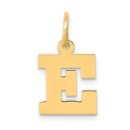 10K Yellow Gold Small Block Initial E Charm
