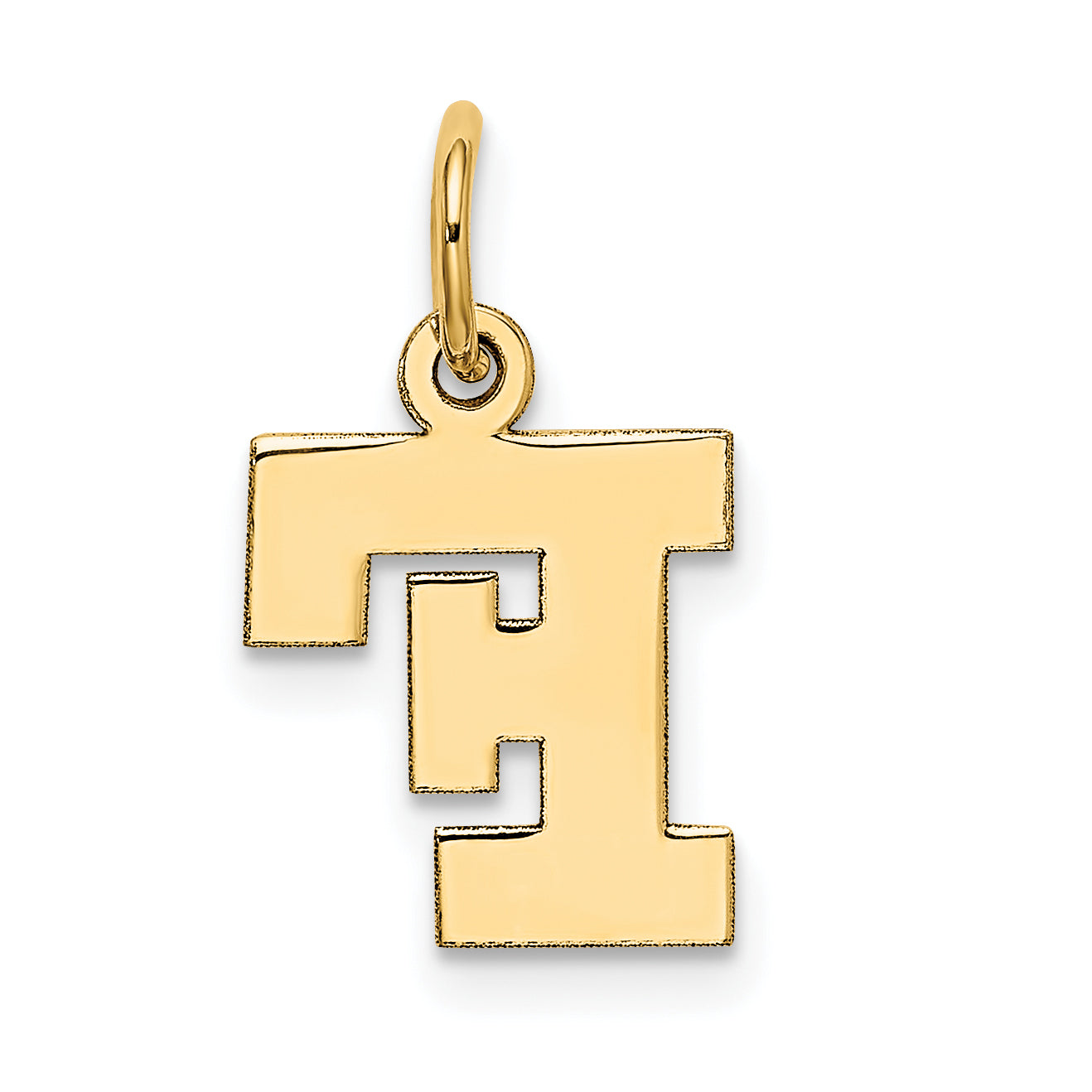 10K Yellow Gold Small Block Initial F Charm