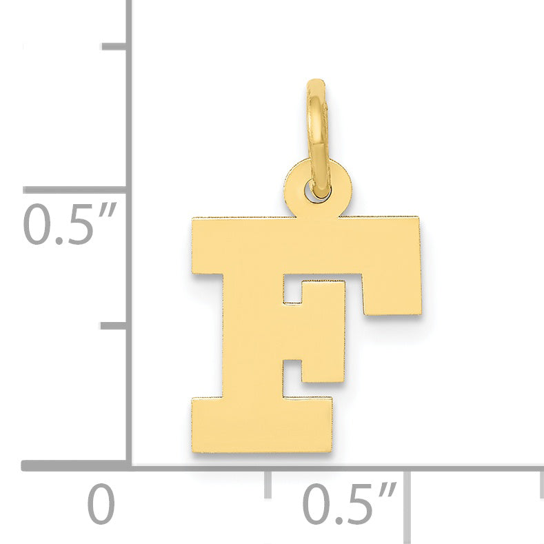 10K Yellow Gold Small Block Initial F Charm