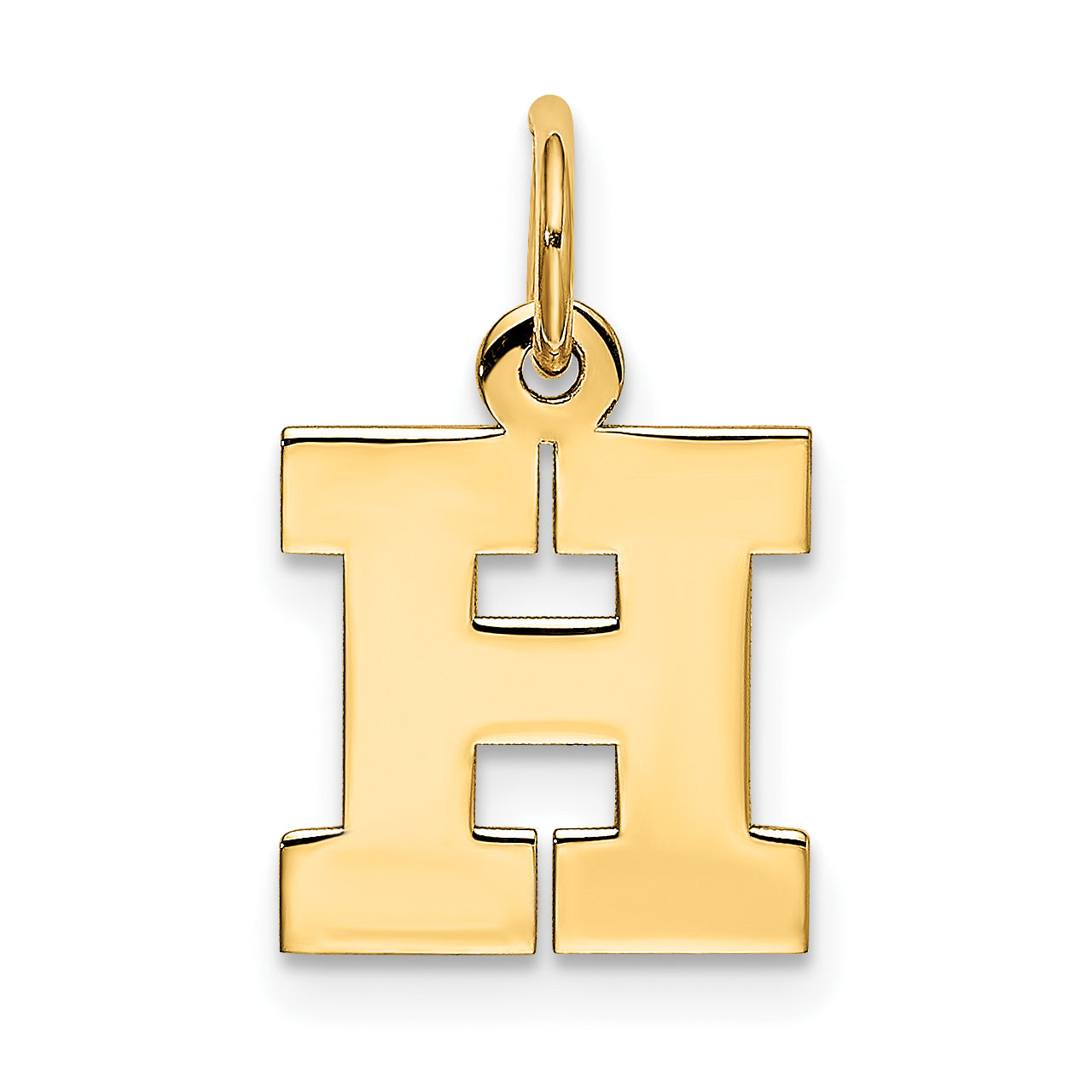 10K Yellow Gold Small Block Initial H Charm