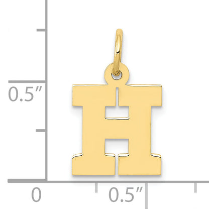 10K Yellow Gold Small Block Initial H Charm