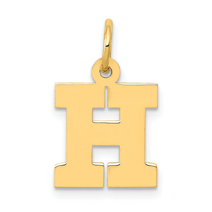 10K Yellow Gold Small Block Initial H Charm