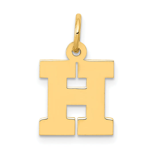 10K Yellow Gold Small Block Initial H Charm